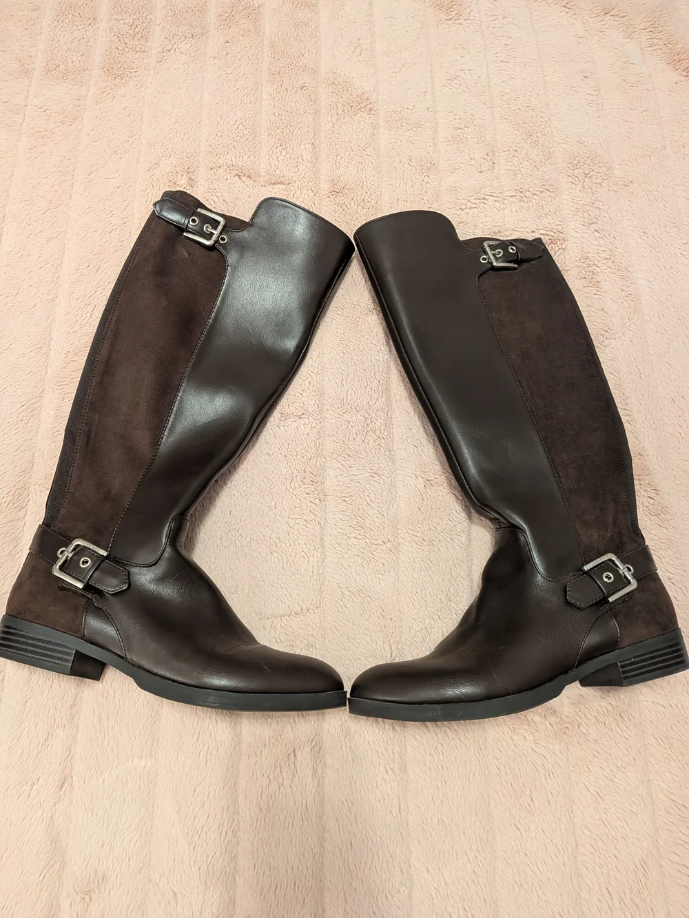 Liz Claiborne Dallas Women’s Knee High Riding Boots — Brown Leather & Suede